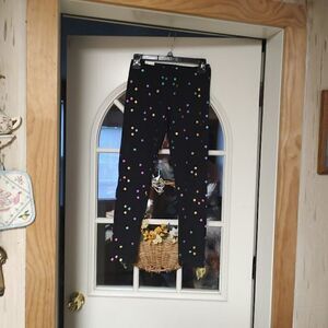 New So Black Multi-Color Polka Dot core Leggings Size Girl's 14